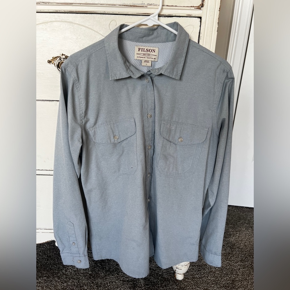Womens Filson Large long sleeve blue shirt